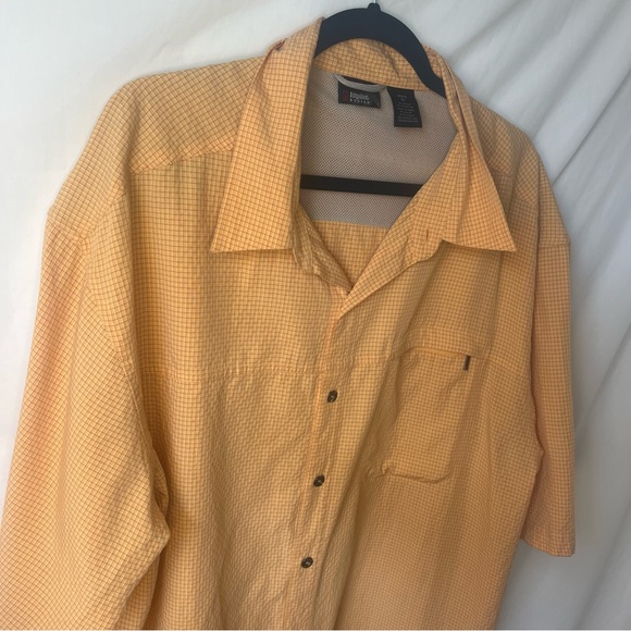 Alpine Design Mens XL Button Orange Plaid Short Sleeve Camping Shirt - Picture 2 of 5